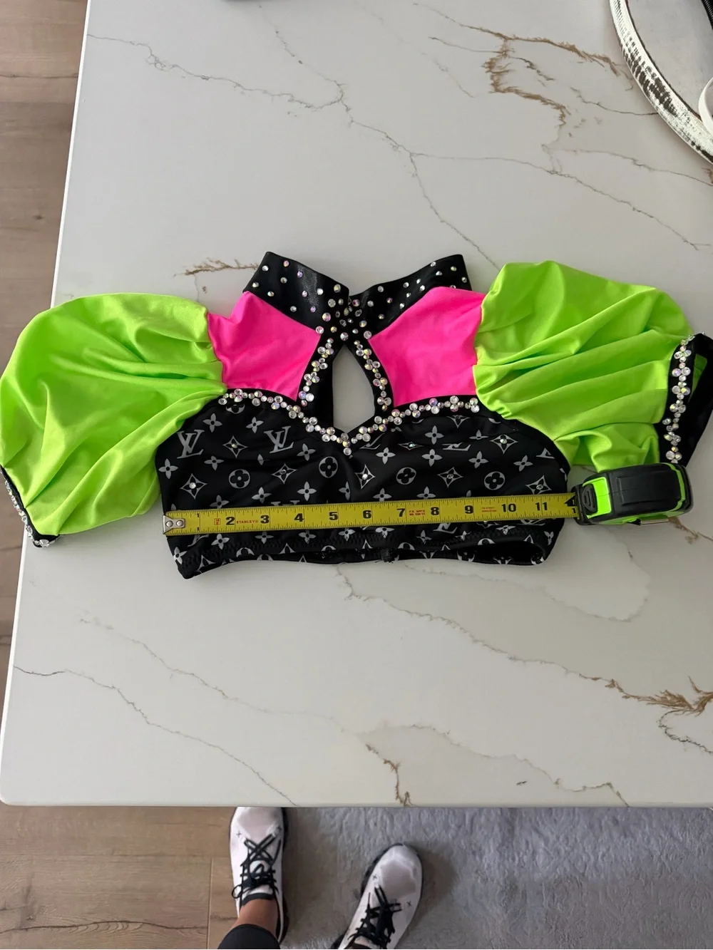 Designer inspired Neon Green, Hot Pink & Black Dance Two-Piece Set L*V*